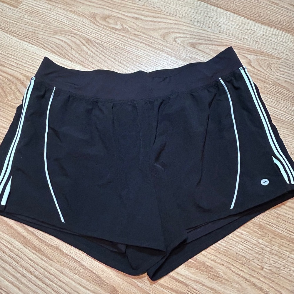 Avia Womens Black Running Shorts White Stripe Athletic Gym Workout Large 12-14
